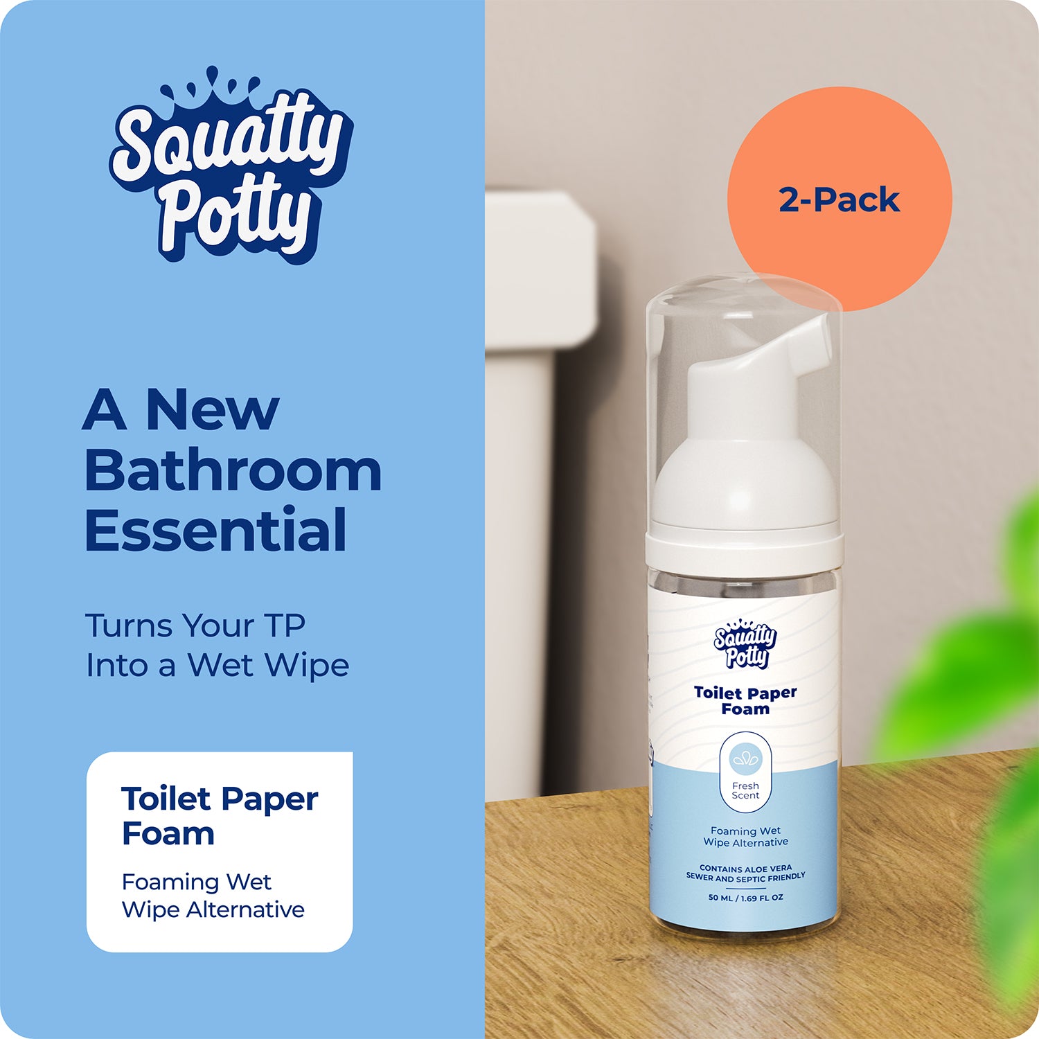 TOILET PAPER FOAM INSTANT WET WIPE 2 PACK - Sqoatty Pottys