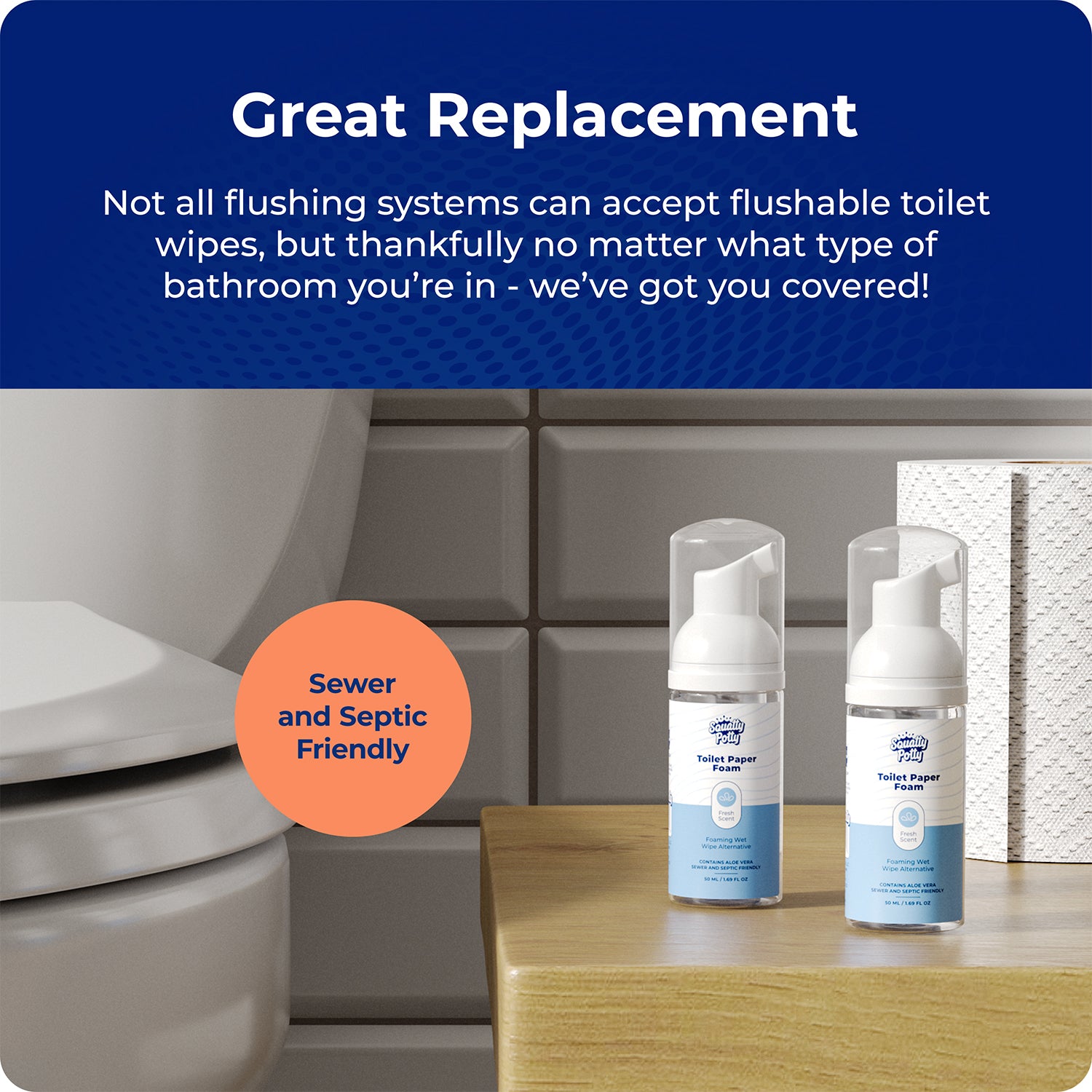 TOILET PAPER FOAM INSTANT WET WIPE 2 PACK - Sqoatty Pottys